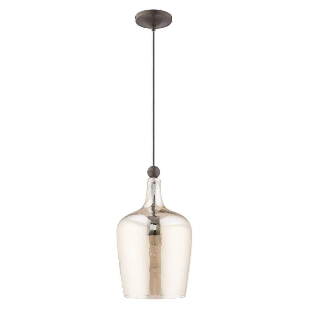 Livex Lighting Art Glass 1 - Light Pendant in  English Bronze