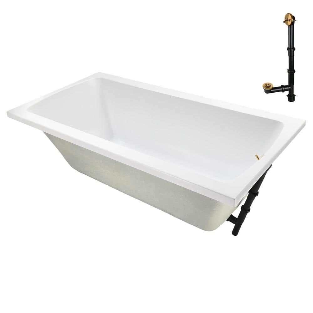 60'' x 32'' Acrylic Soaking Drop-In Bathtub, Drain Included