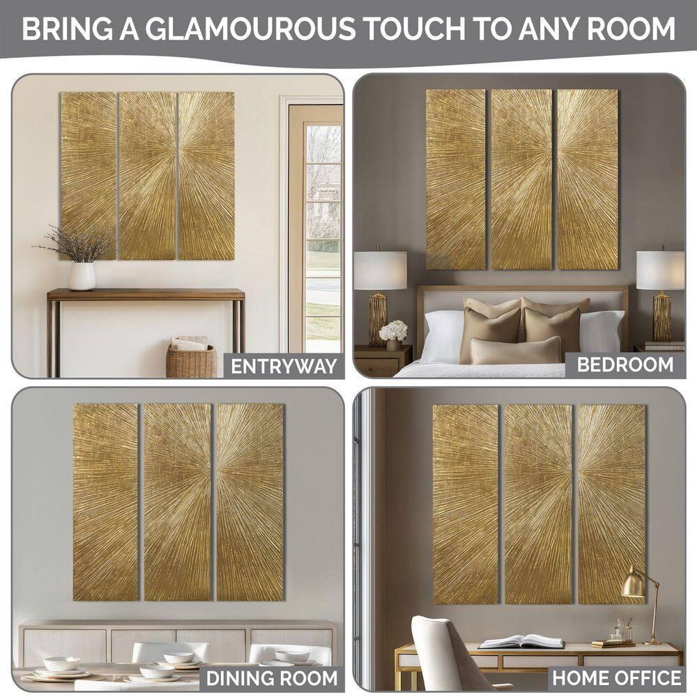 Madison Park Signature Sunburst 3-Piece Hand-Painted Resin Wall Art