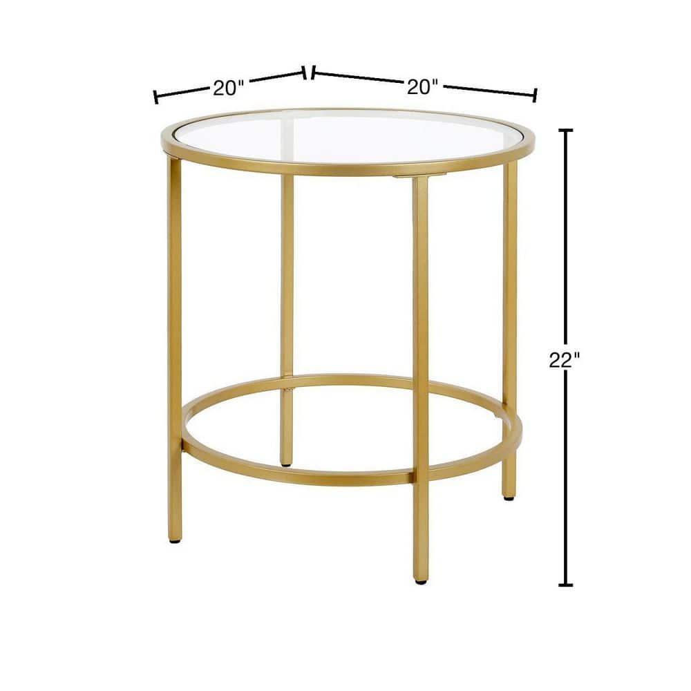 Evelyn&Zoe Sivil 20" Wide Round Side Table, Brass