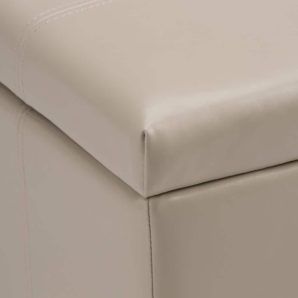 Simpli Home Dover 36"W Upholstered Storage Ottoman Bench with Lift-Top and Large Interior Storage