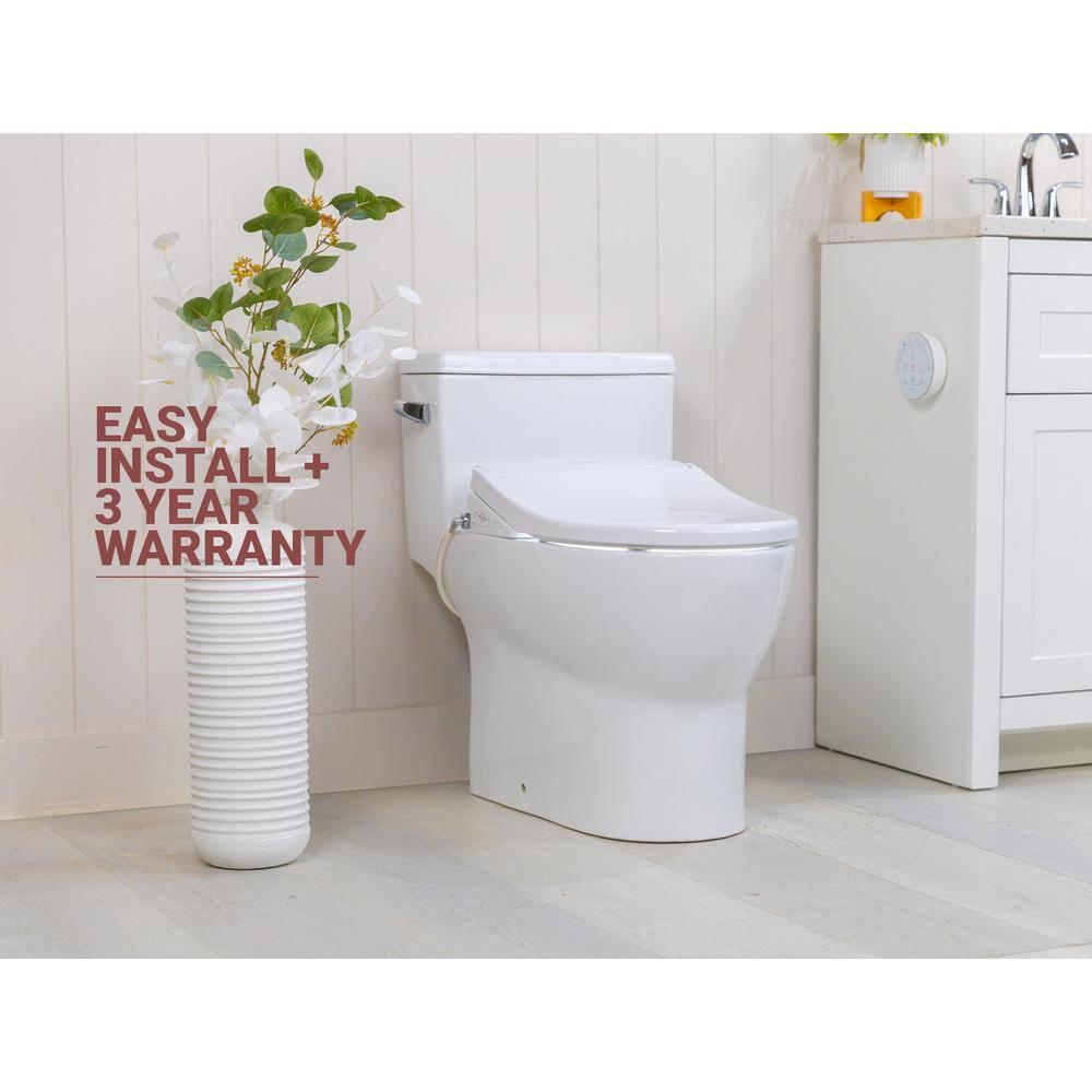 Crown Elongated Bidet Toilet Seat, Endless Warm Water, Strong Spray, Backlit Remote, Multi-color LED, Ultra Slim, Stainless Steel Nozzle, Sittable Lid, 3 Year Warranty