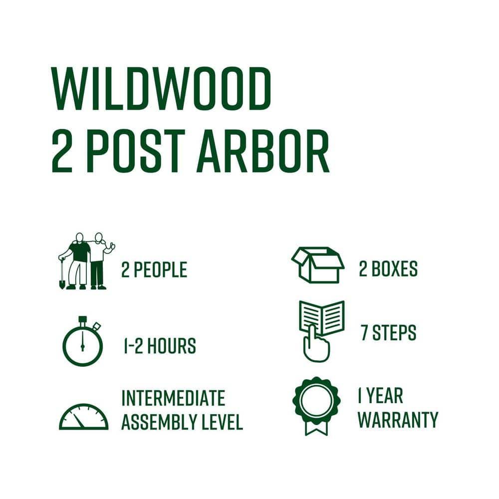 Vita 72" x 90" Wildwood 2 Post Cedar Arbor, Charcoal, VA68896