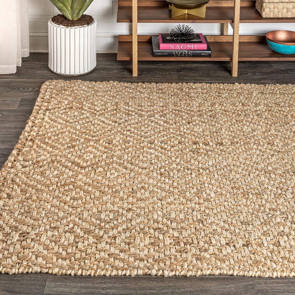 3'x5' Hira Hand Woven Diamond Chunky Jute Area Rug, Natural  - JONATHAN Y