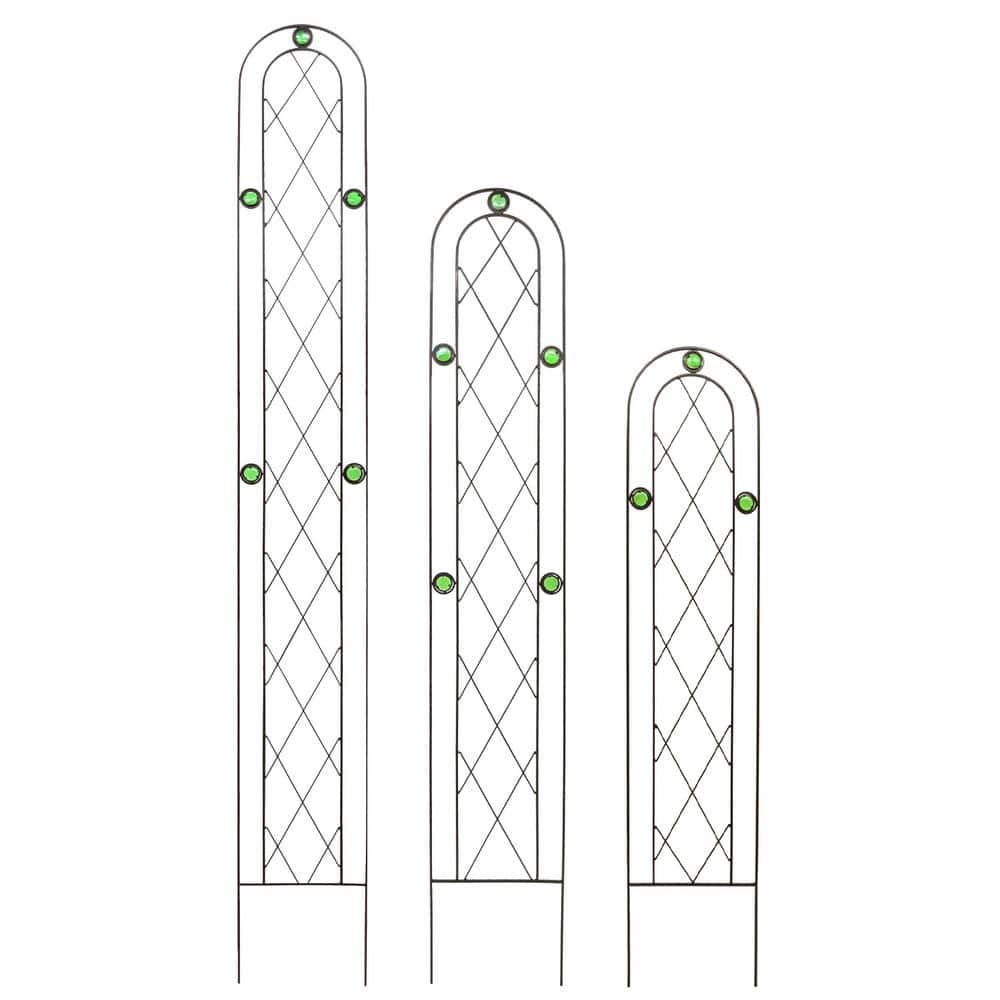 Arcadia Garden Products Emerald Trellis 10-Inches W x 48-Inches H Black Iron Traditional Garden Trellis For Climbing Plants