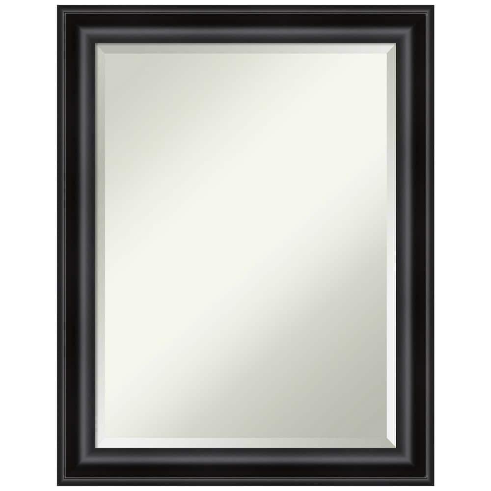 22" x 28" Non-Beveled Grand Narrow Bathroom Wall Mirror Black - Amanti Art: Modern Rectangle, Wall Mount, Polystyrene Frame
