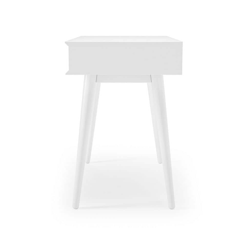 Camaflexi Mid Century Modern Desk Solid Wood Writing Table for Small Spaces, White