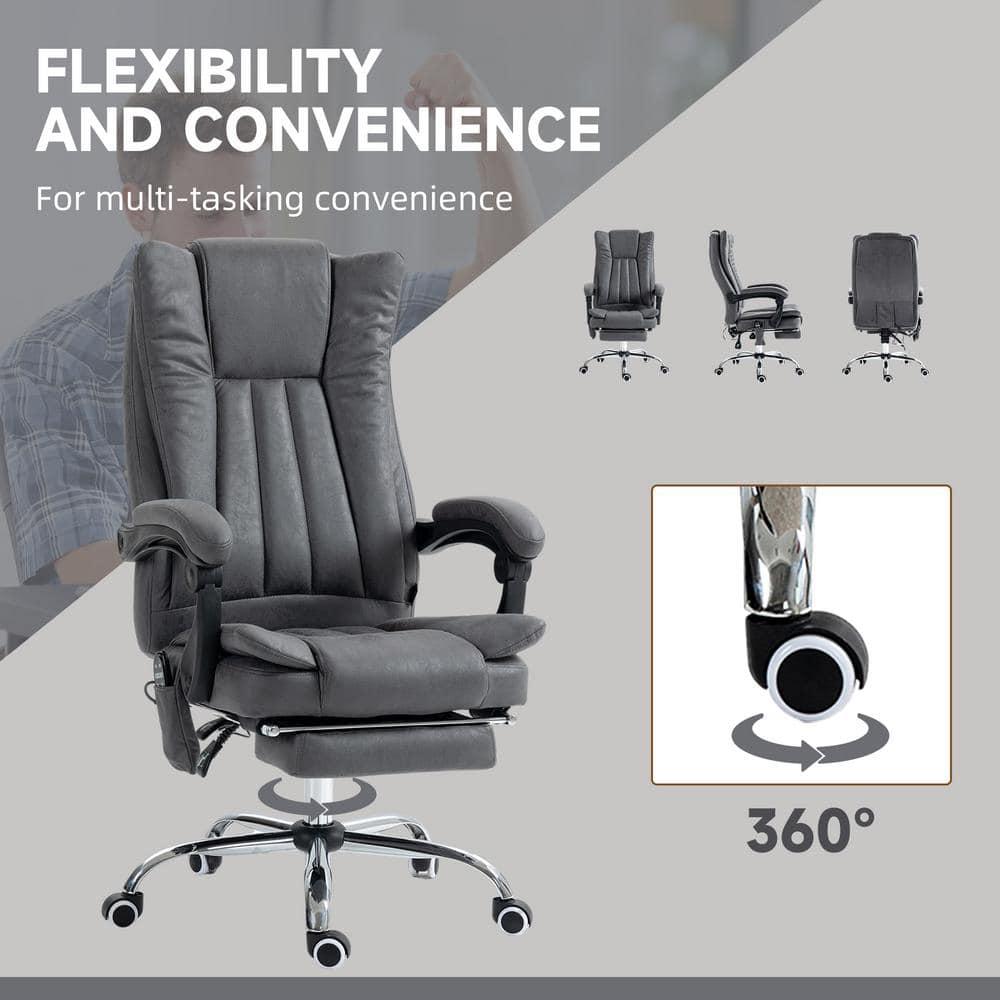 Vinsetto Microfiber Office Chair, High Back Computer Chair with 6 Point Massage, Heat, Adjustable Height and Retractable Footrest, Dark Blue