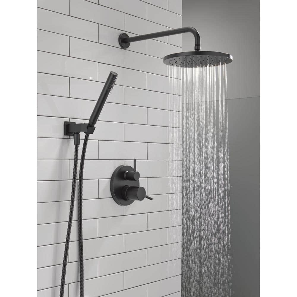 Modern Raincan Round Shower System, Rain Shower Head with Handheld Spray, Shower Faucet Set