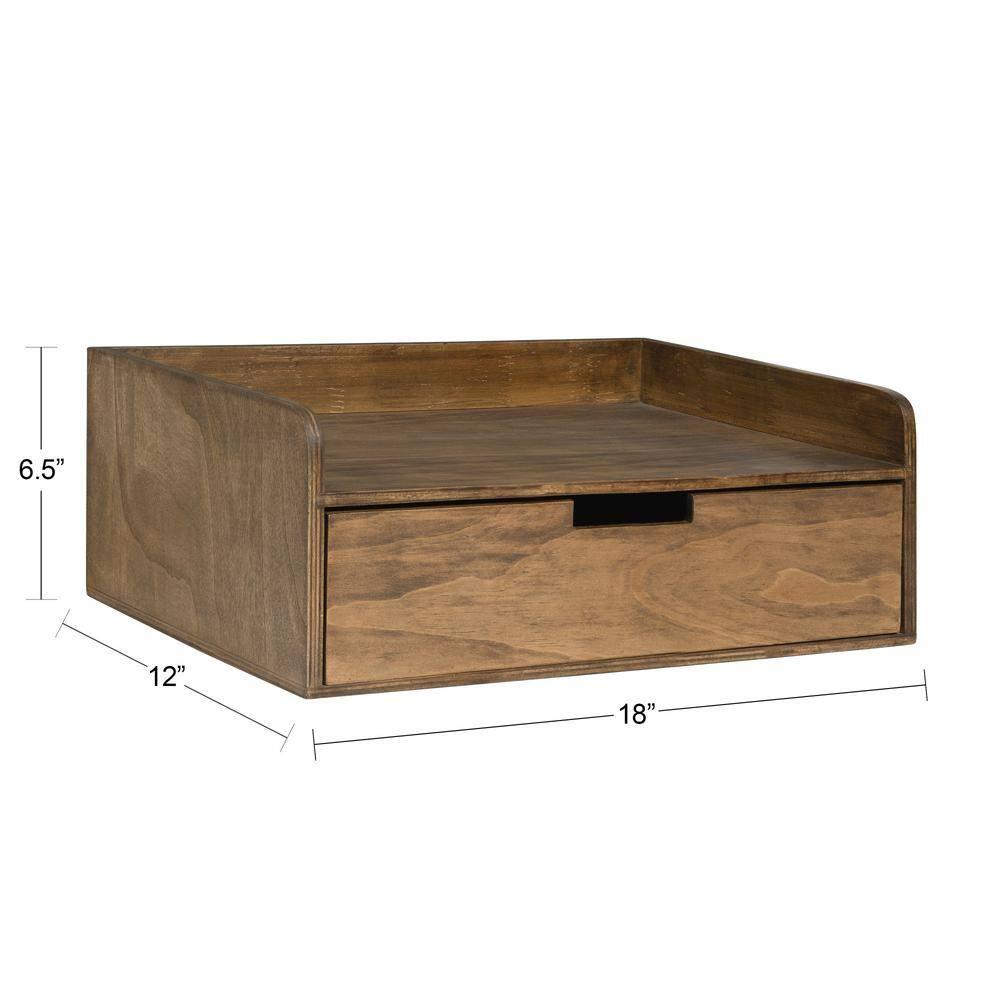 18" x 12" x 6.5" Kitt Floating Shelf Side Table with Drawer - Kate & Laurel All Things Decor: Wall Mounted Storage