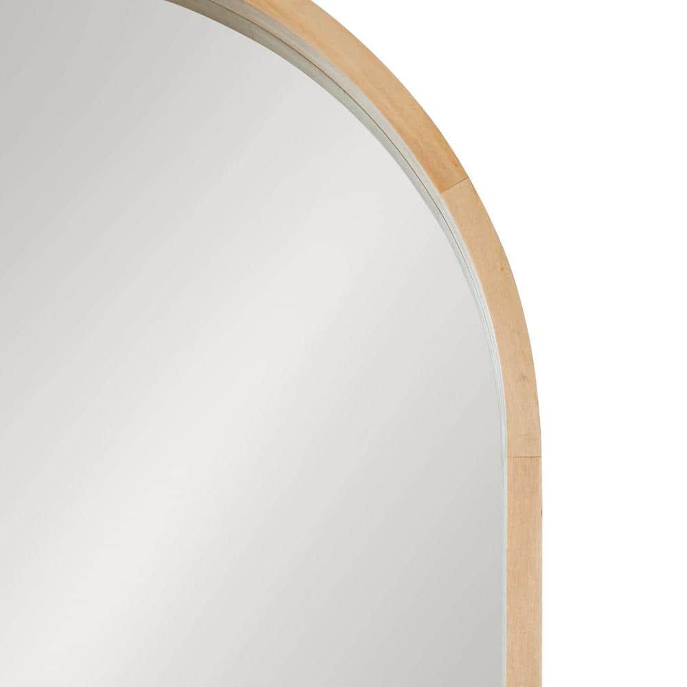 24" x 36" Hutton Wood Framed Capsule Wall Mirror Natural: Scandinavian Style, Poplar Frame - Kate & Laurel