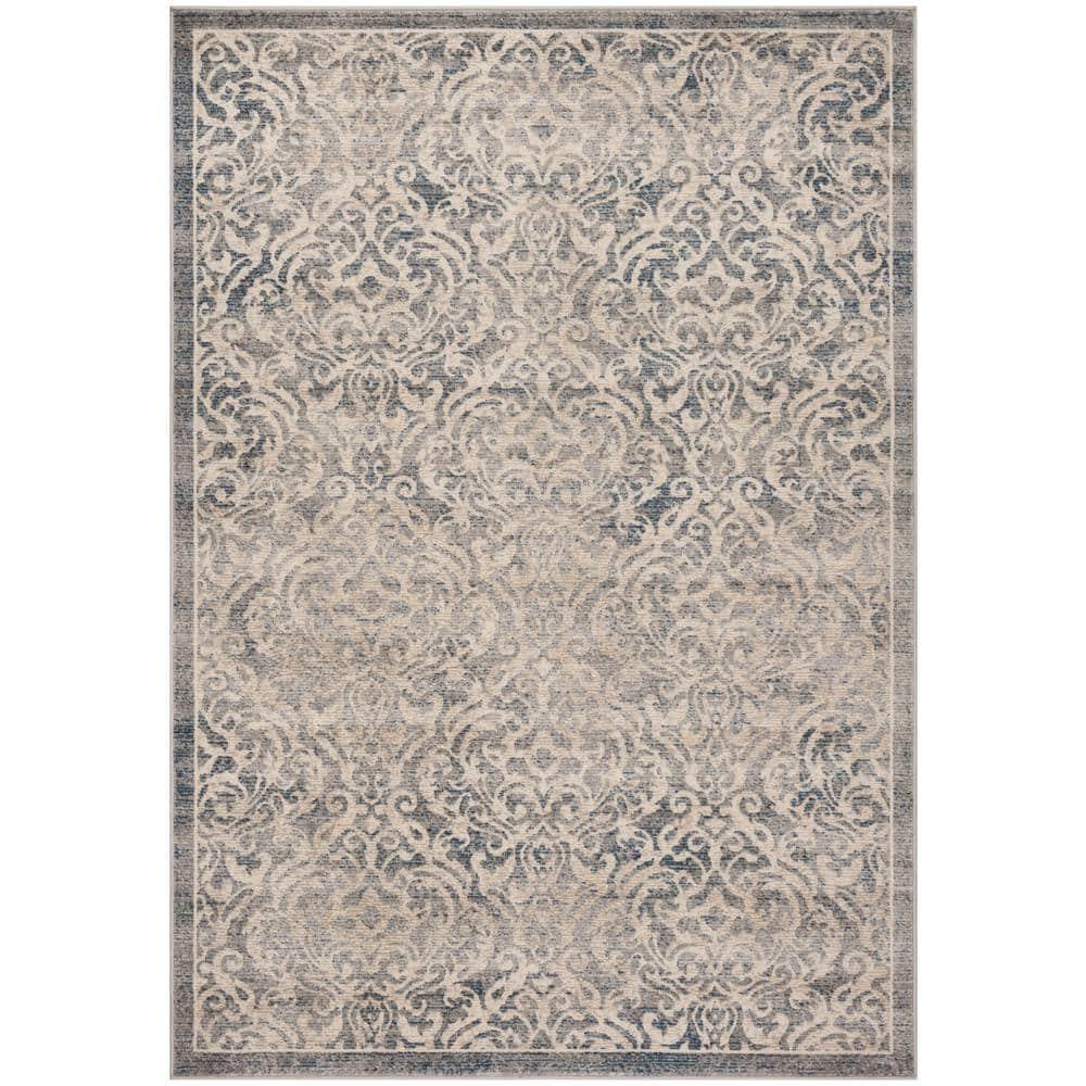 SAFAVIEH Brentwood Eliza Damask Area Rug, Light Grey/Blue, 5'3" x 7'6"