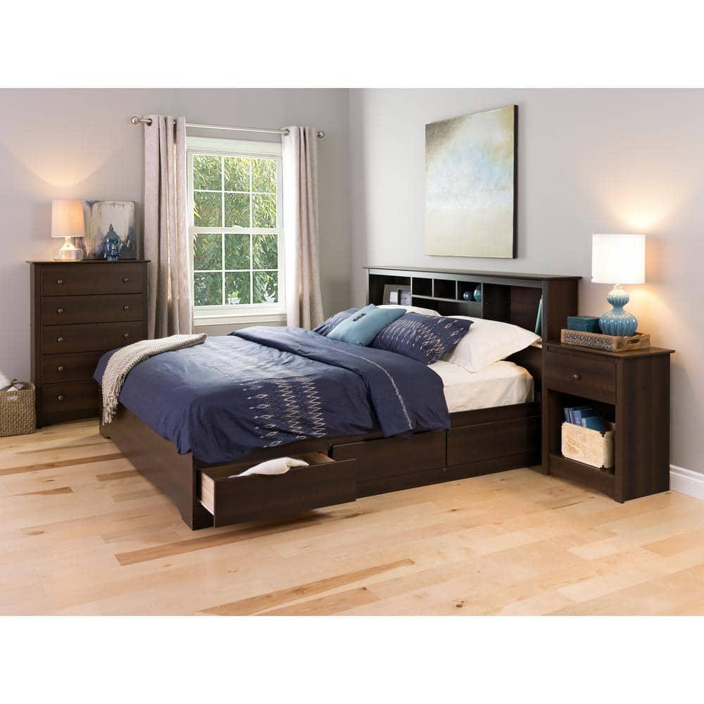 Fremont Nightstand Espresso - Prepac: Wood Composite Bedside Table with Drawer, 5 Year Warranty
