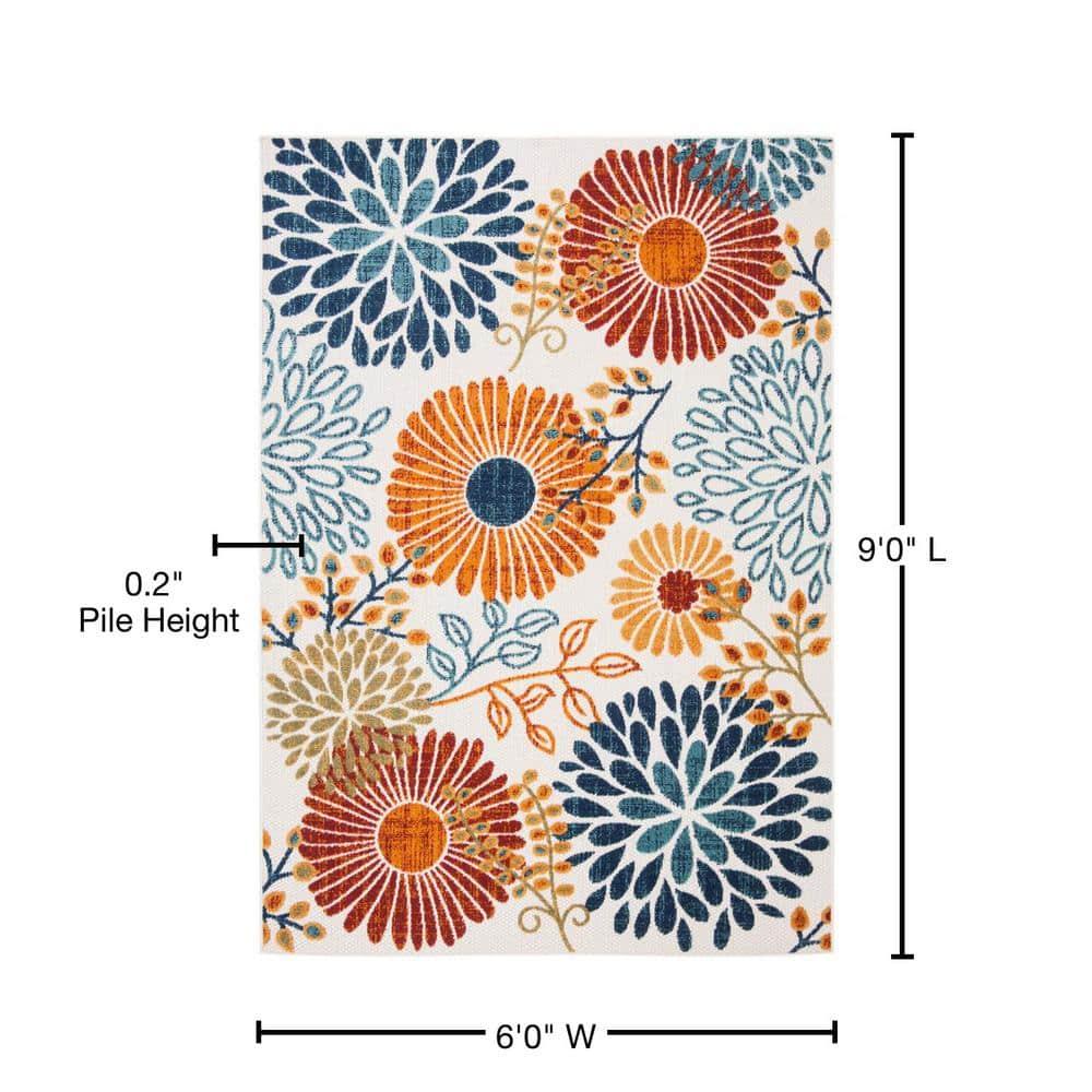 Cabana CBN832 Power Loomed Indoor/Outdoor Area Rug - Creme/Red - 6'x9' - Safavieh