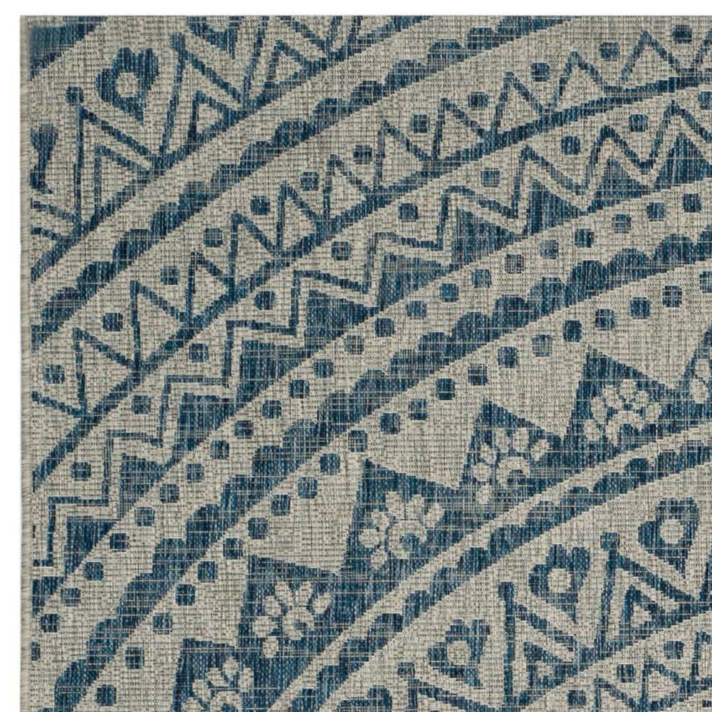 Courtyard CY8734 Power Loomed Indoor and Outdoor Area Rug - Light Grey/Blue - 8'x11' - Safavieh