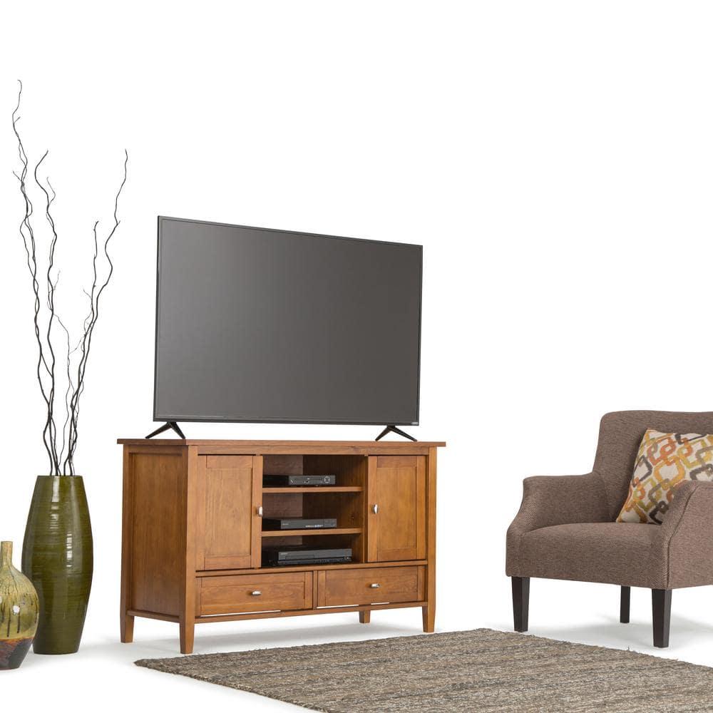 Simpli Home Warm Shaker 47"W Solid Wood TV Stand for TVs up to 55" with 2 Storage Cabinets and 2 Drawers