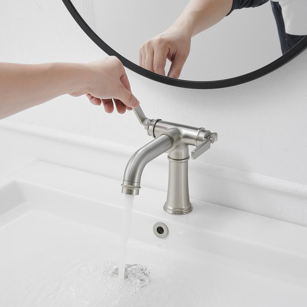 BWE Double Handle Industrial Style Bathroom Faucet Lavatory Mixer Tap Commercial Vanity