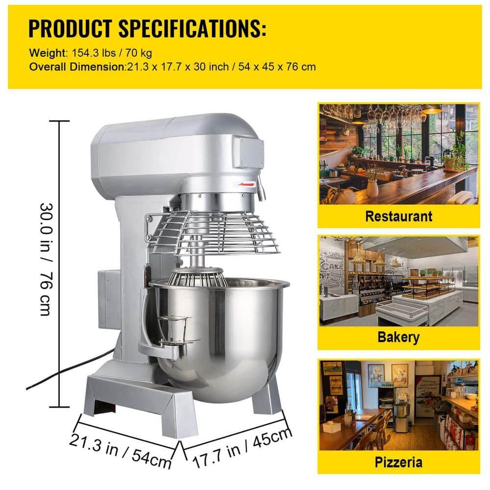 SKYSHALO 30 qt. Commercial Dough Mixer 3-Speeds Adjustable Mixer Silver Electric Stand with Stainless Steel for Restaurants