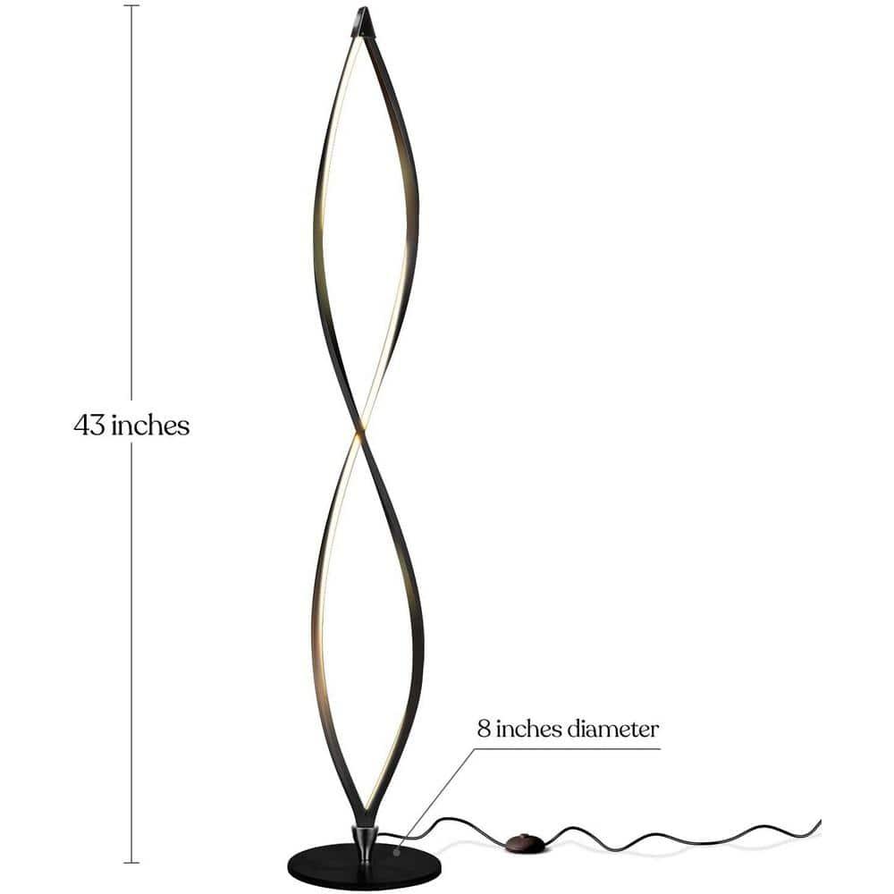 Brightech Twist 43 in. Industrial 2-Light LED Energy Efficient Floor Lamp with Built-In 3-Way Dimmer