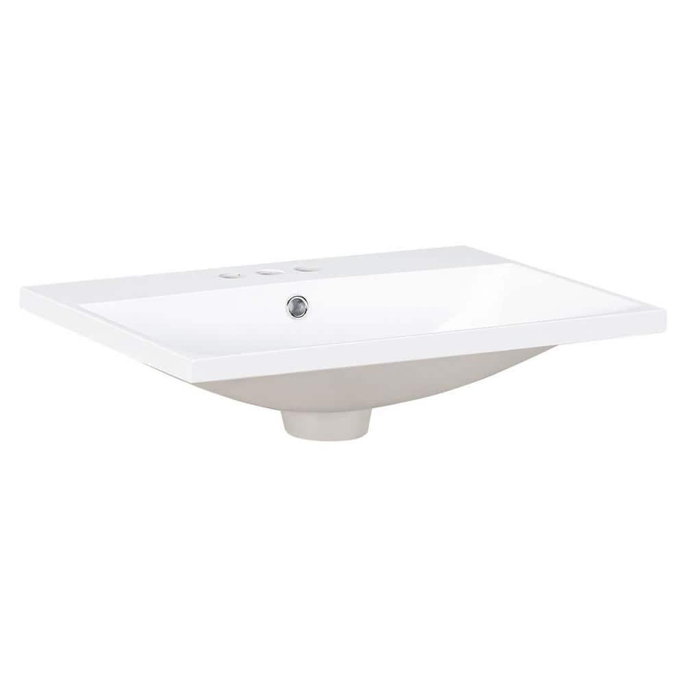 Wenty 18'' White Ceramic Rectangular Bathroom Sink