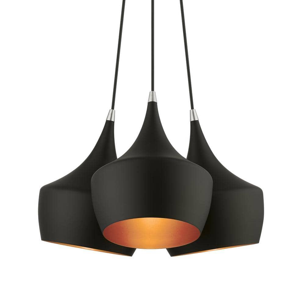 41083-04-Livex Lighting-Waldorf - 3 Light Cluster Pendant In Mid Century Modern Style-18.5 Inches Tall and 20.5 Inches Wide-Black Finish
