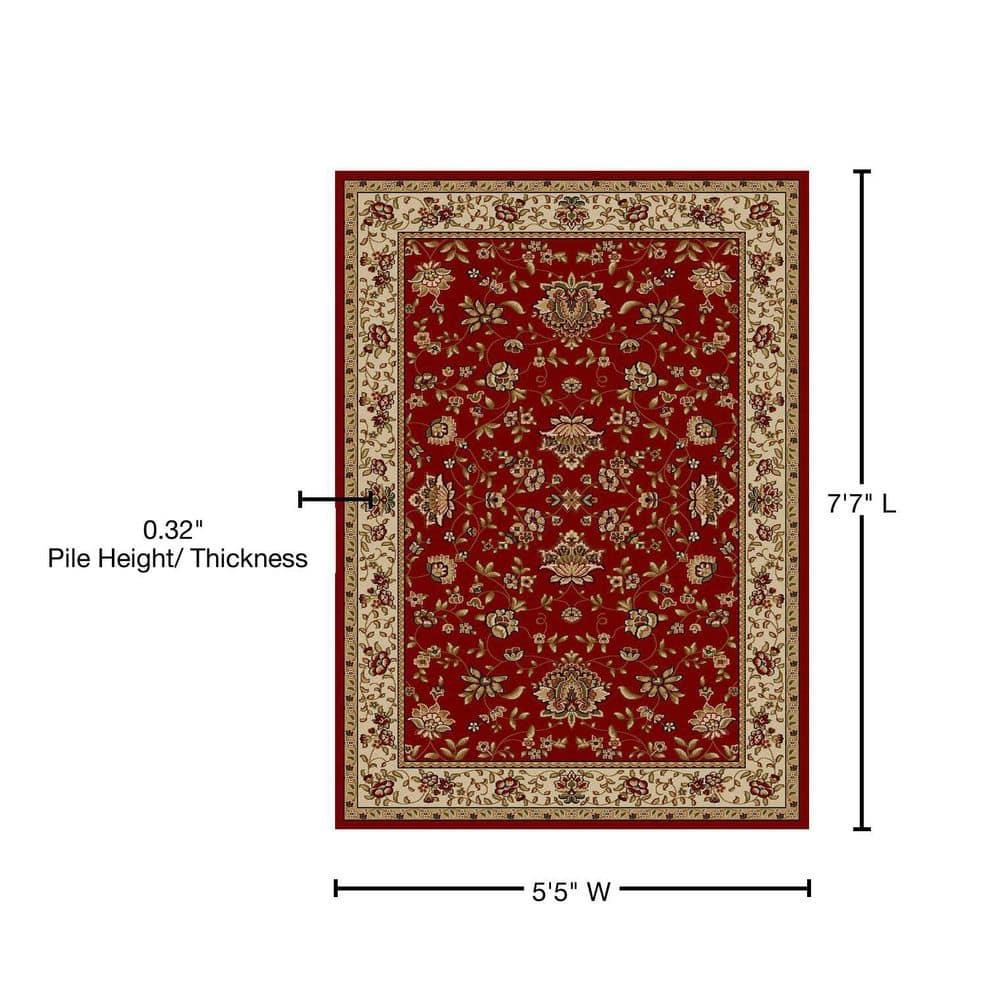 Radici Usa Como Area Rug 1597 Red Italian Bordered 5' 5" x 7' 7" Rectangle