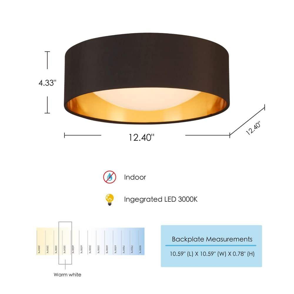 Eglo Lighting Orme 12 Inch Flush Mount Ceiling Light Fixture, Black & Gold