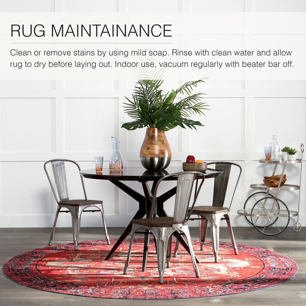 Red Medallion Synthetic Reversible 5' x 7' Area Rug