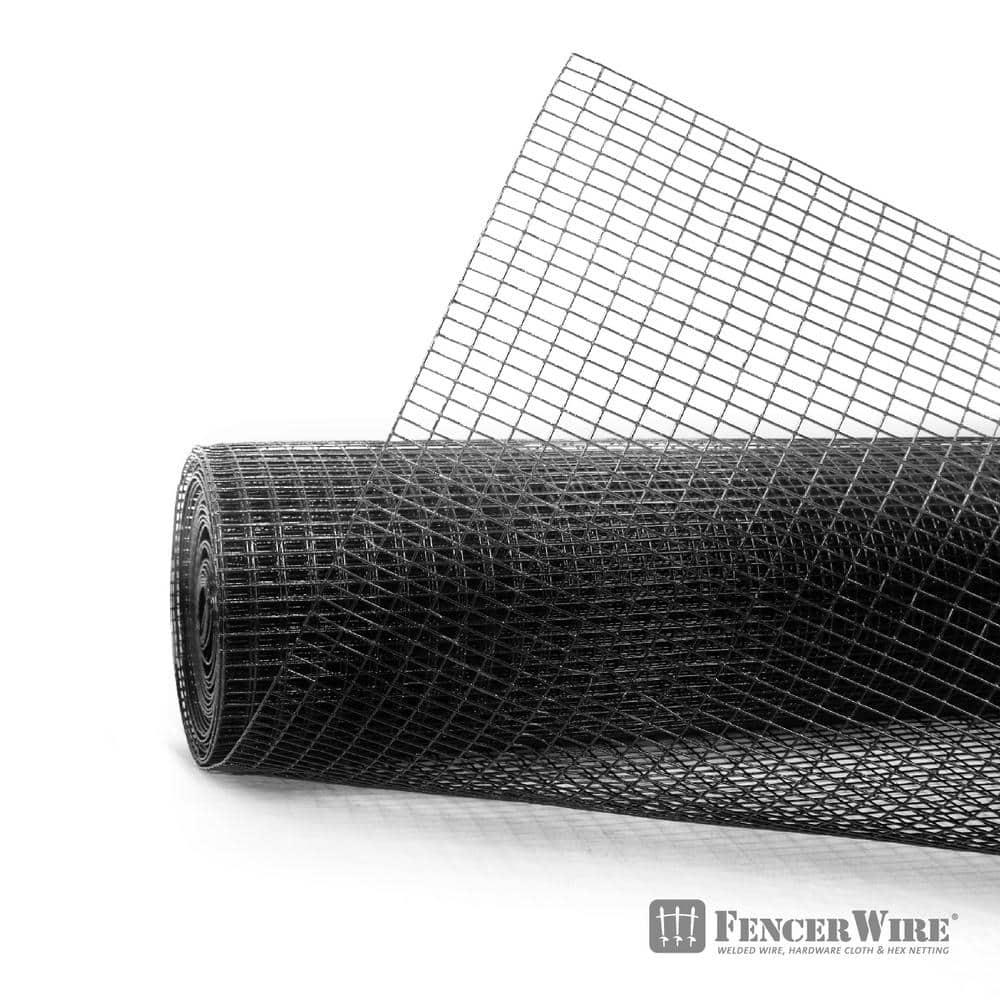 Fencer Wire Fencer Wire 16 Gauge Black Vinyl Coated Welded Wire w/ Mesh Size 0.5 inch X 1 inch, Multiple Sizes