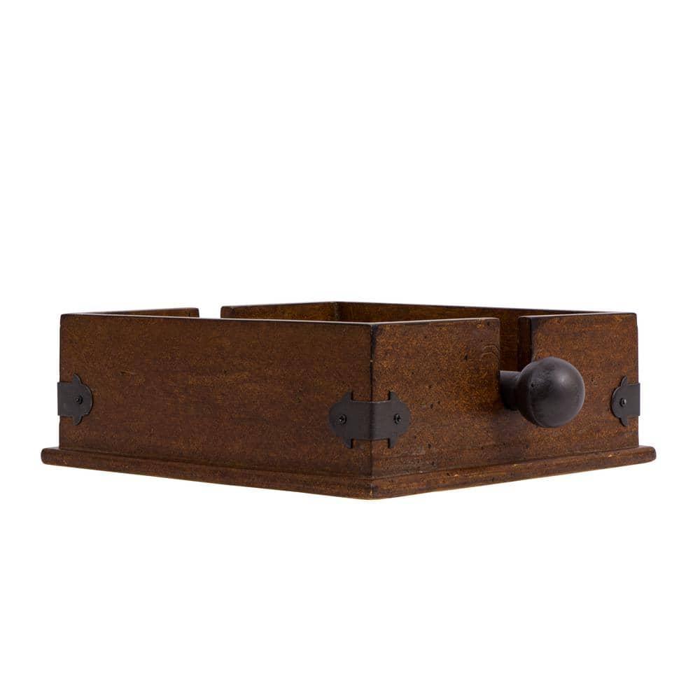 Storied Home Square Wood & Metal Dinner Napkin Holder: Freestanding, Spot Clean, Kitchen Accessory