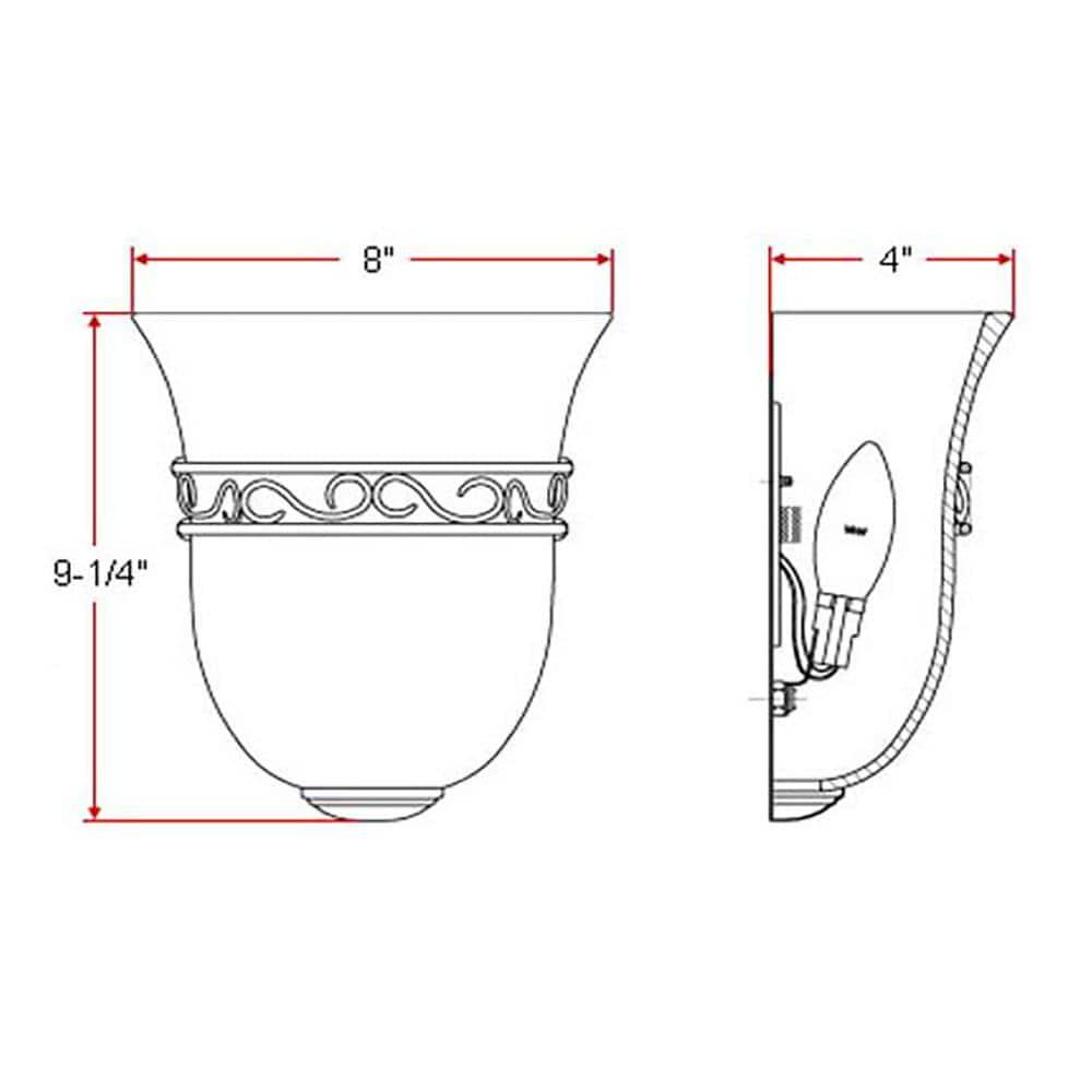 Design House 514588 Marlowe Traditional 1-Light Indoor Wall Light Dimmable Alabaster Glass for Bathroom Bedroom Hallway, Satin Nickel