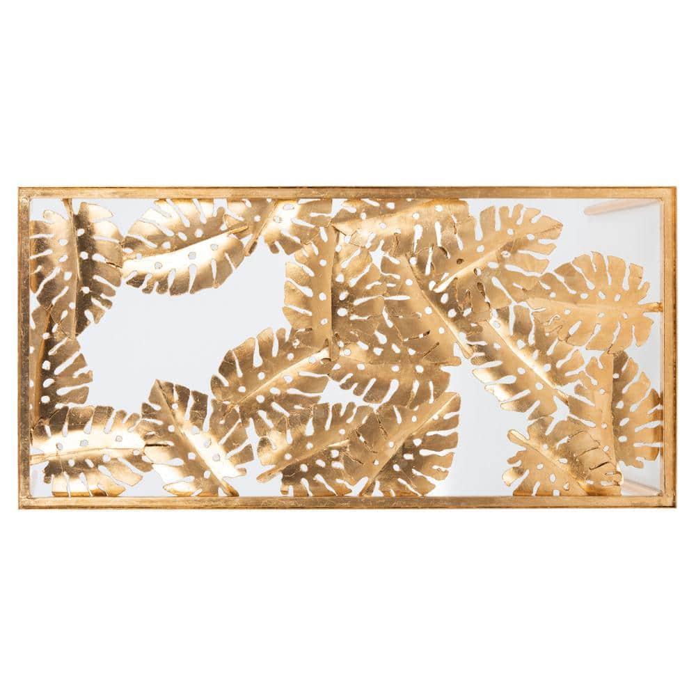 Leilani Palm Leaf Coffee Table - Gold Leaf/Glass - Safavieh