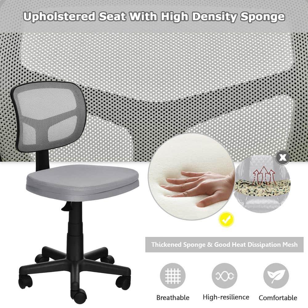 Costway Armless Office Chair Adjustable Swivel Computer Mesh Desk Chair Gray