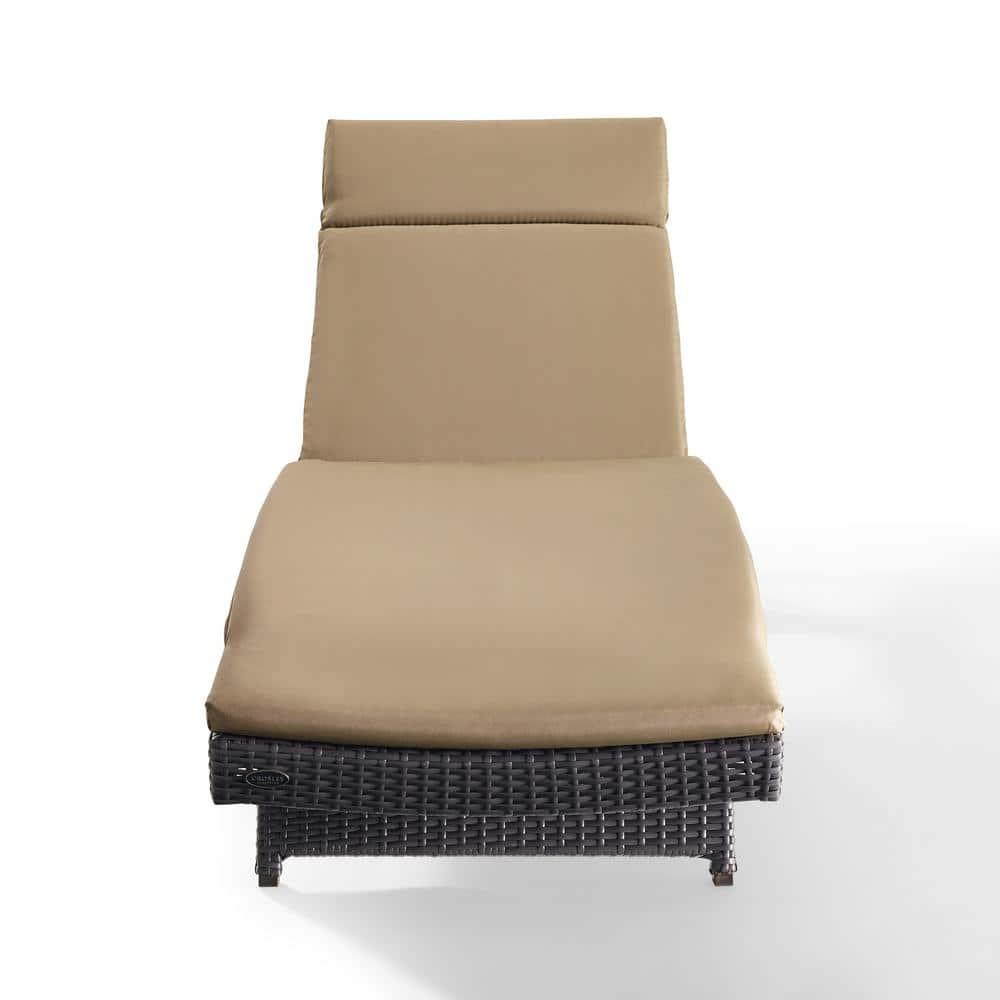 Biscayne Chaise Lounge with Mocha Cushion Brown - Crosley: Steel Frame, Weather-Resistant, Adjustable Back