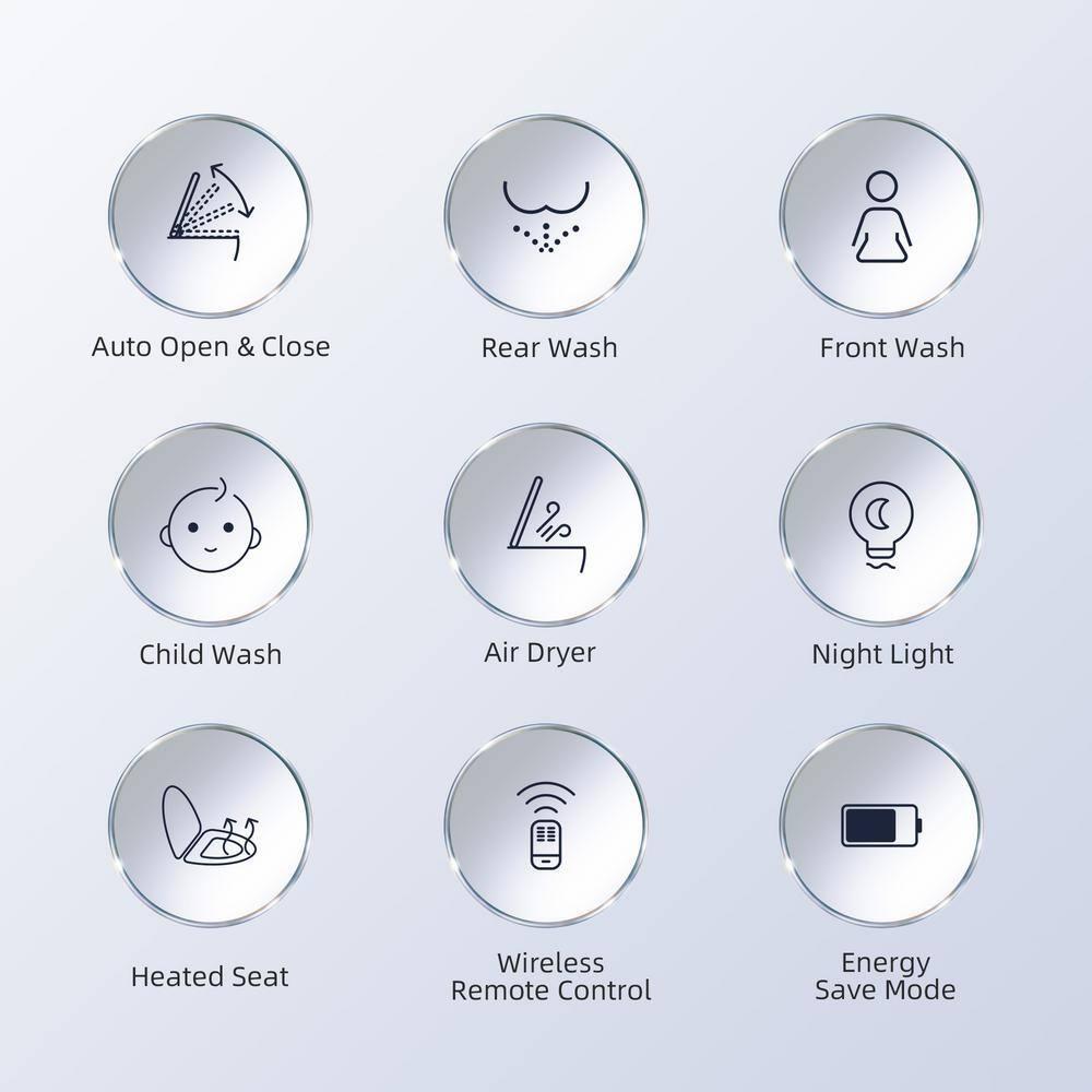 WoodBridge BID03 Smart Electric Bidet Seat: Auto Open/Close, Child Wash for Kids & Disabled via Wireless Remote, Heated Seat, Warm Water, Night Light & Deodorization