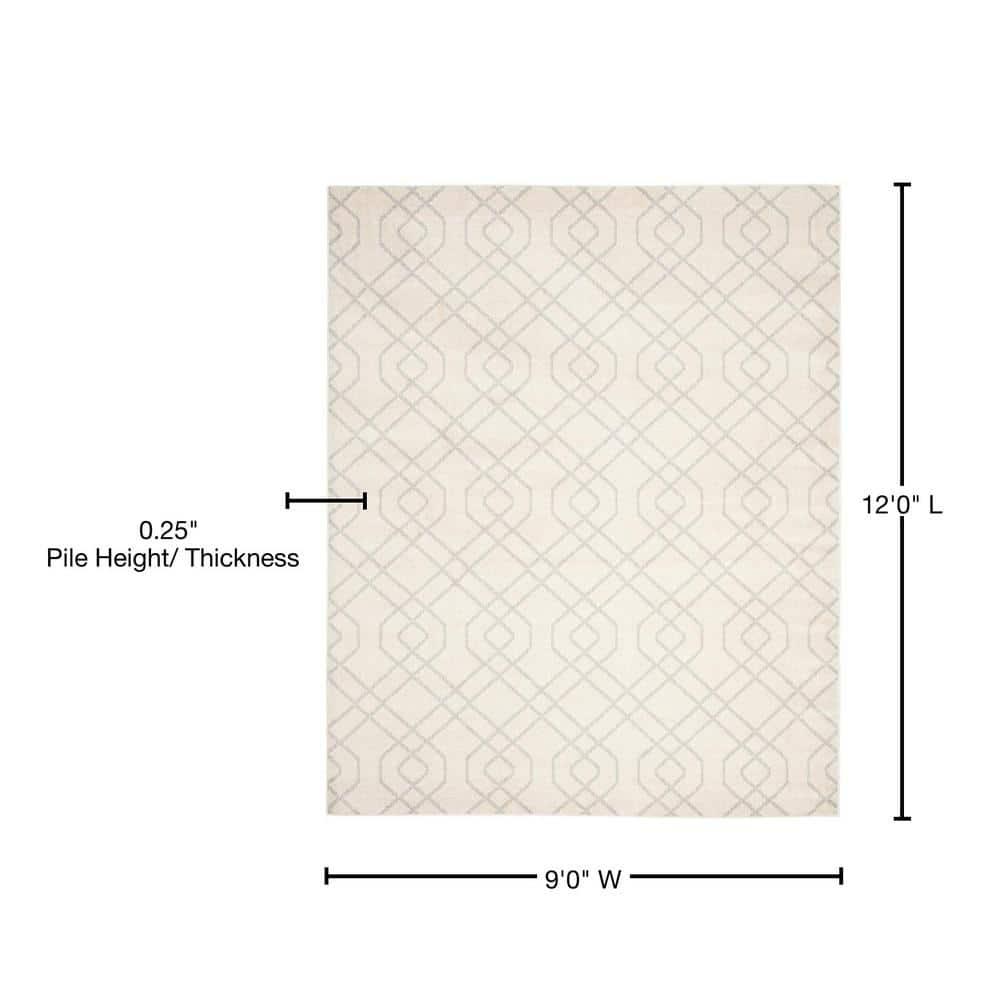 SAFAVIEH Amherst Roseann Geometric Area Rug, Ivory/Light Grey, 9' x 12'