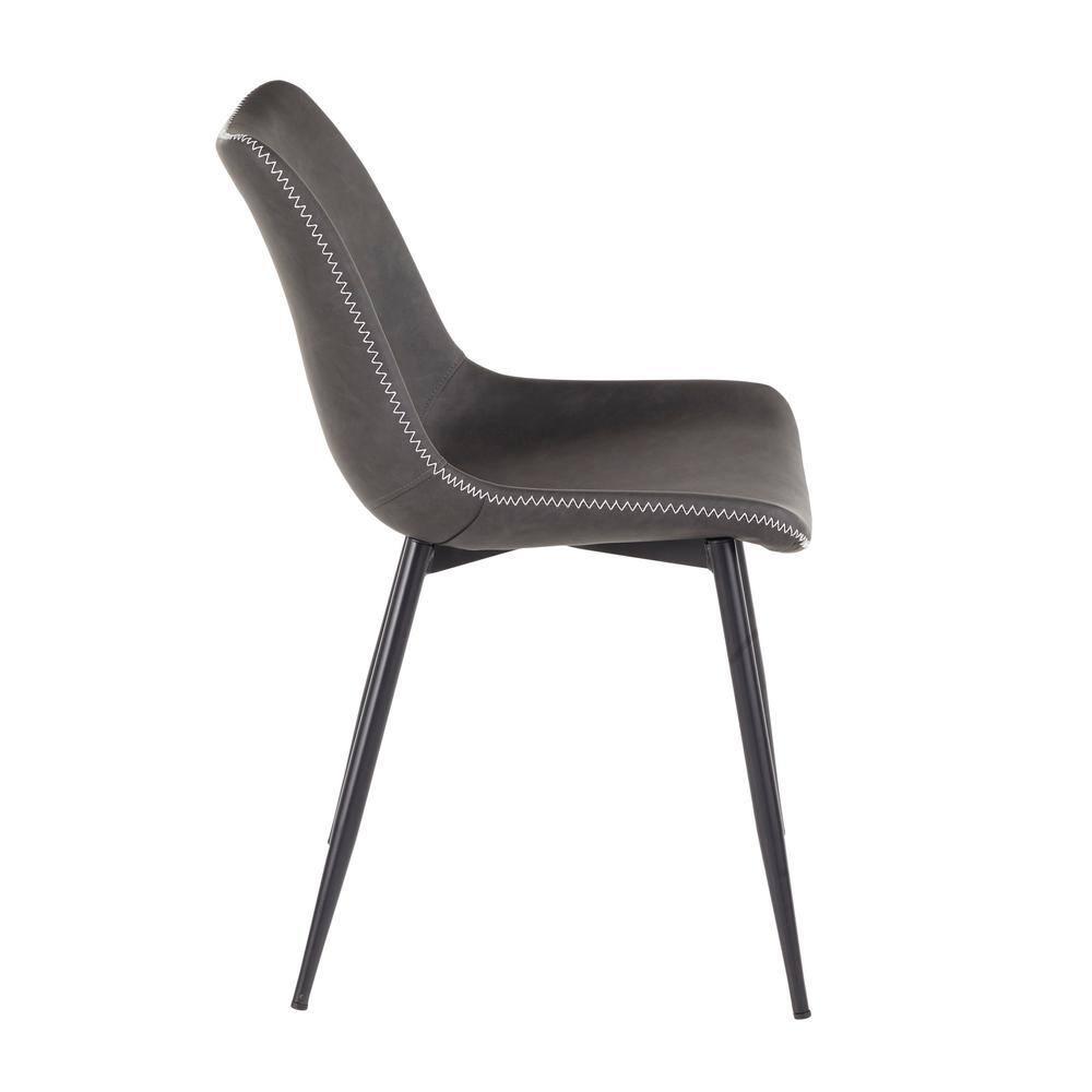 LumiSource Set of 2 Durango Industrial Dining Chair Black/Vintage Gray: Metal Frame, Polyurethane Upholstery, Floor Protectors
