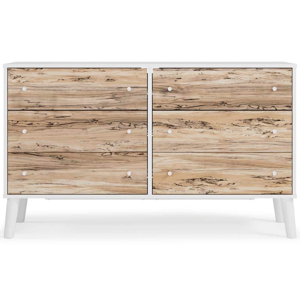 Signature Design by Ashley Contemporary Piperton 6 Drawer Dresser, Two-tone Brown/White