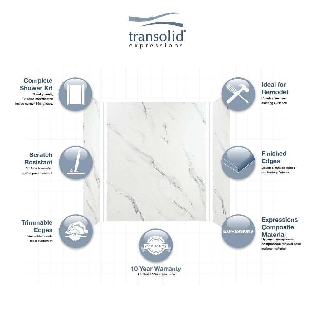 Transolid Expressions 60'' W 36'' D 72'' H Glue Up Solid Surface Wall