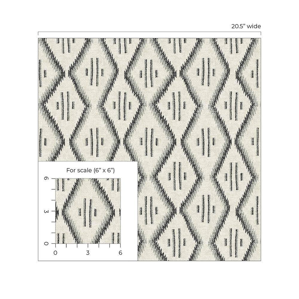 Modern Heirloom White and Black Vinyl Peel and Stick Wallpaper