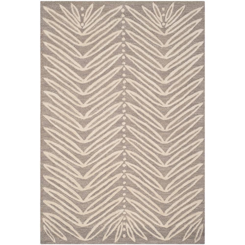 Martha Stewart Chevron Leaves - MSR3612 - Indoor Hand Tufted Area Rugs - Chamois Beige - 5'x8'