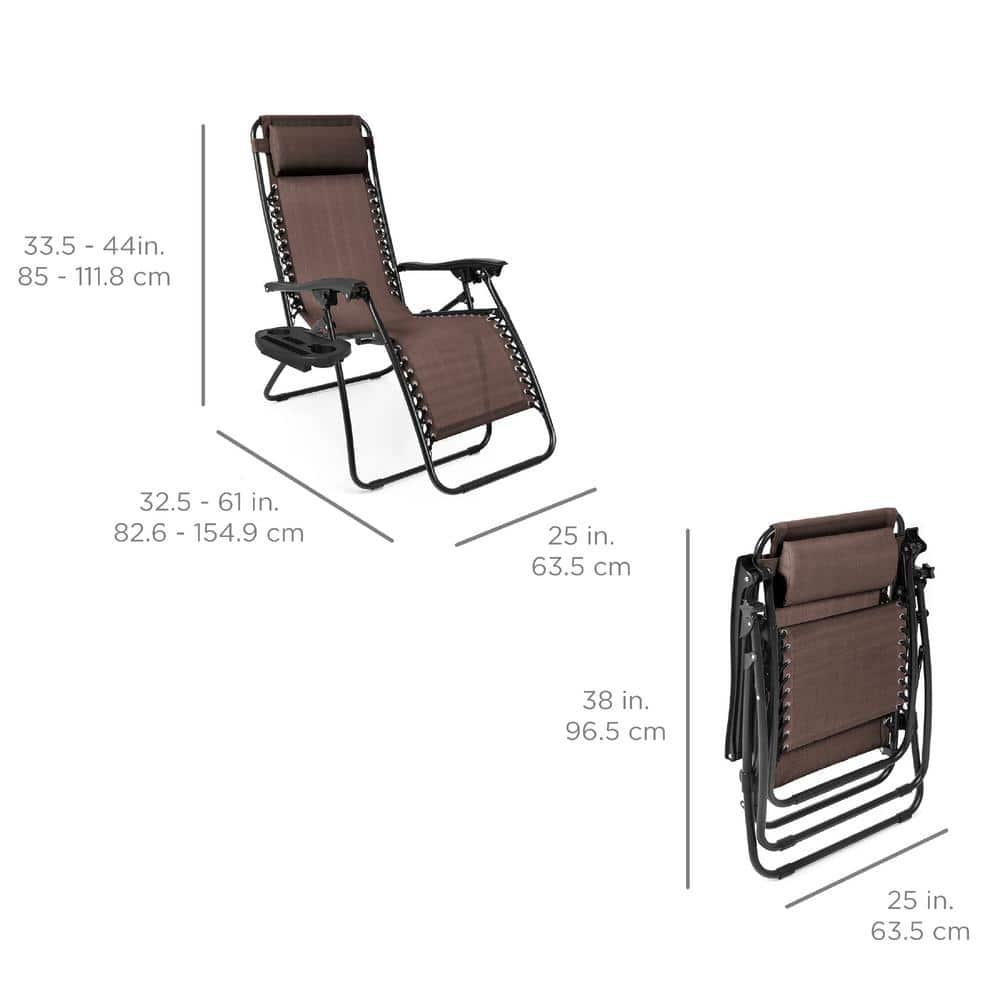 Set Of 2 Adjustable Zero Gravity Patio Chair Recliners W/ Cup Holders