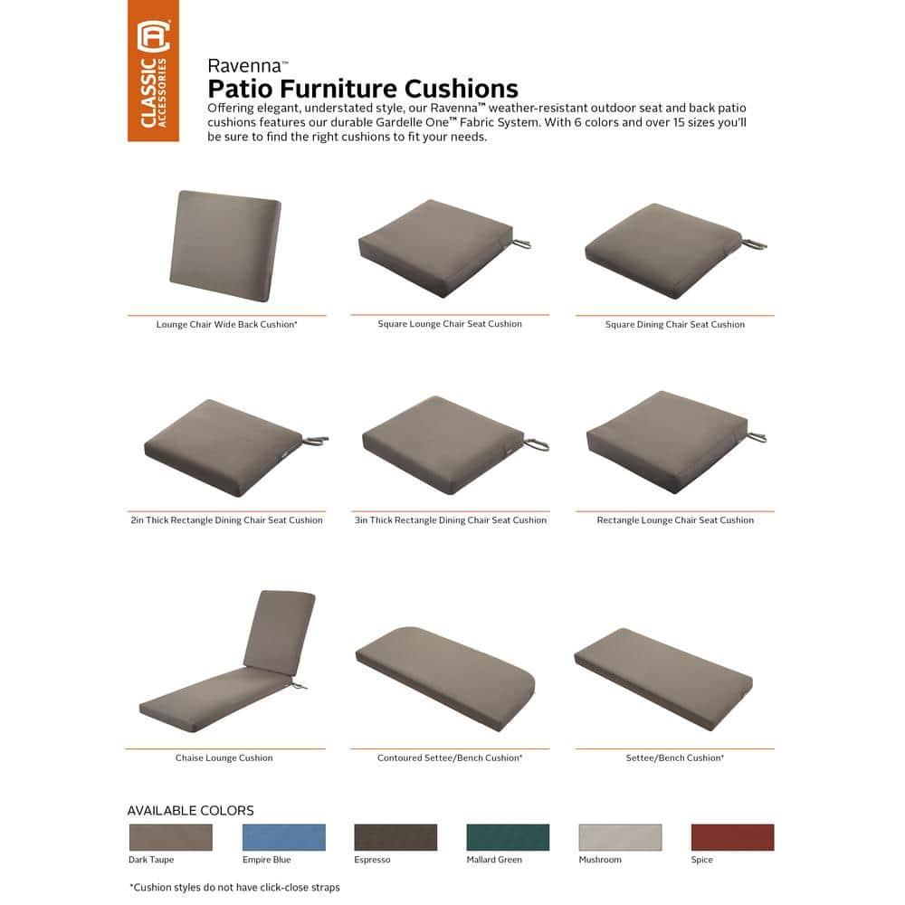 48" x 18" x 3" Ravenna Water-Resistant Patio Bench/Settee Cushion Dark Taupe - Classic Accessories