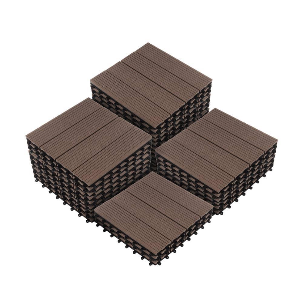 Pure Garden 11.63" x 11.63" Interlocking Deck Tile - Patio Tiles (Set of 30)