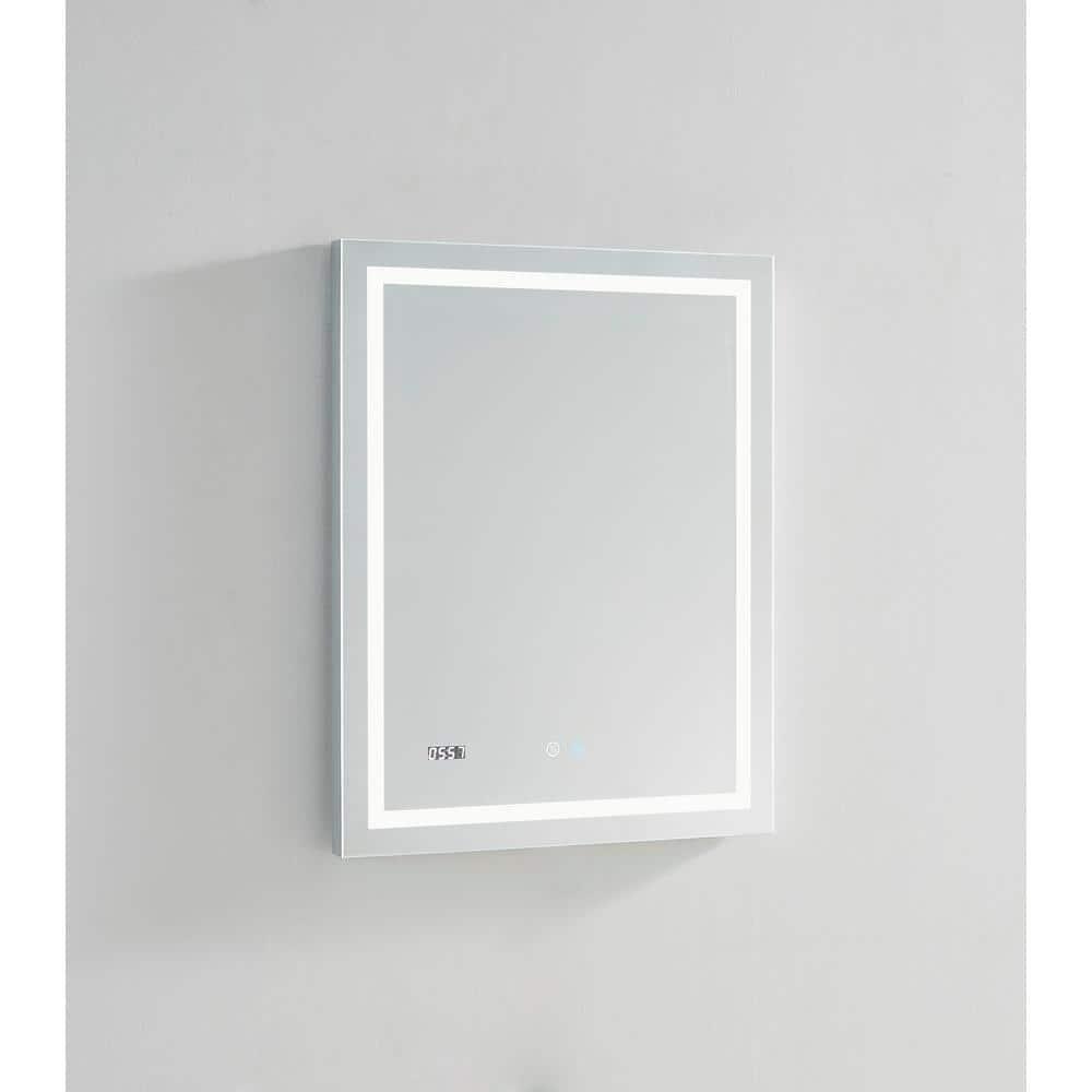 AQUADOM AQUADOM Daytona LED Wall-Mount Mirror for Bathroom with 3 Color Lighting, Touch Control, Dimmer and Defogger, Digital Clock