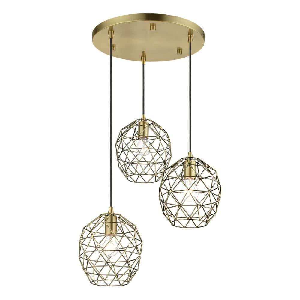 Livex Lighting Geometrix 3 - Light Pendant in  Antique Brass