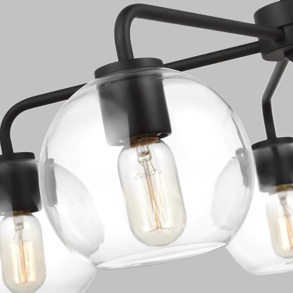 Generation Lighting Orley 5 -Light Matte Black Transitional For Use in Dining Rooms, Foyers, Living Rooms Chandelier