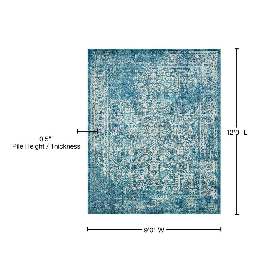 Evoke EVK256 Power Loomed Indoor Area Rug - Blue/Ivory - 9'x12' - Safavieh