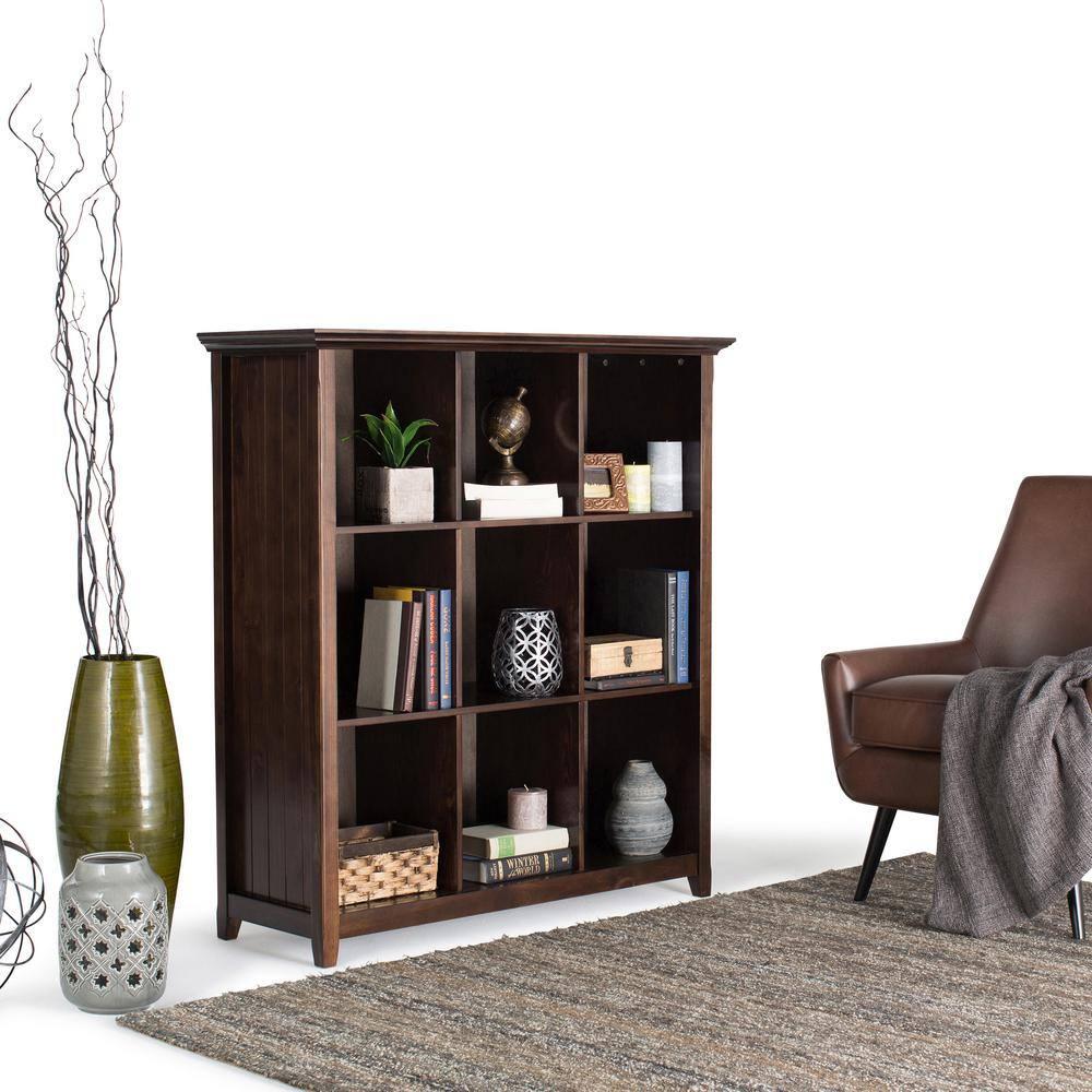 Simpli Home Acadian 44"W Solid Wood 9 Cube Storage Bookcase with Fixed Shelves & Reviews | Wayfair