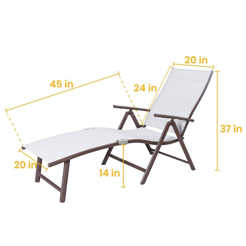 2pc Outdoor Aluminum Adjustable Chaise Lounges - Light Gray - Crestlive Products